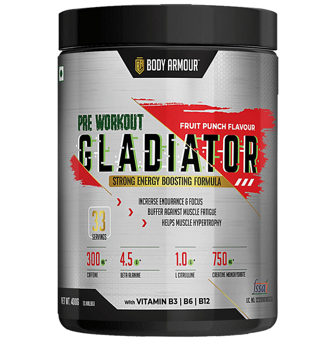 Body Armour Pre Workout Gladiator Powder Fruit Punch - Classic Derma