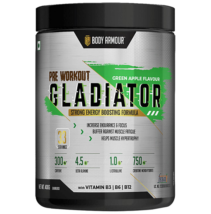 Body Armour Pre Workout Gladiator Powder Green Apple - Classic Derma