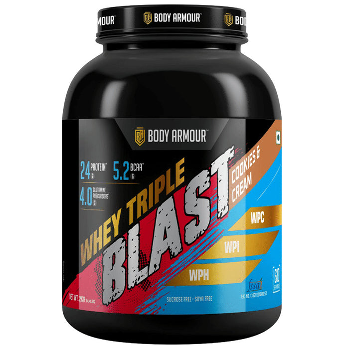 Body Armour Whey Triple Blast Protein Powder Cookie and Cream - Classic Derma