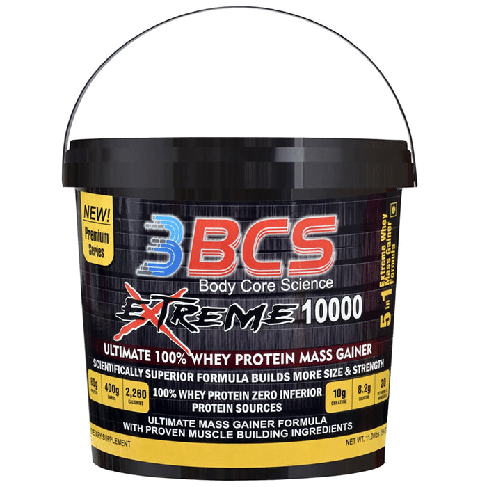 Body Core Science 3 BCS Extreme 10000 Whey Protein Mass Gainer Powder Vanilla - Classic Derma