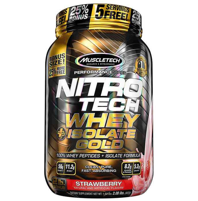 Muscletech Nitro Tech Whey Plus Isolate Gold Strawberry - Classic Derma