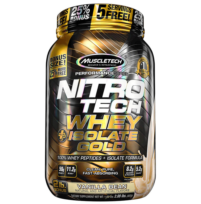 Muscletech Nitro Tech Whey Plus Isolate Gold Vanilla Bean - Classic Derma