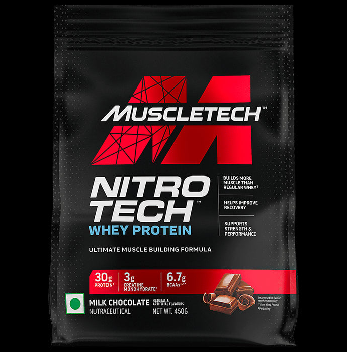 Muscletech Nitro Tech Whey Protein for Muscle Recovery | Flavour Powder Milk Chocolate - Classic Derma