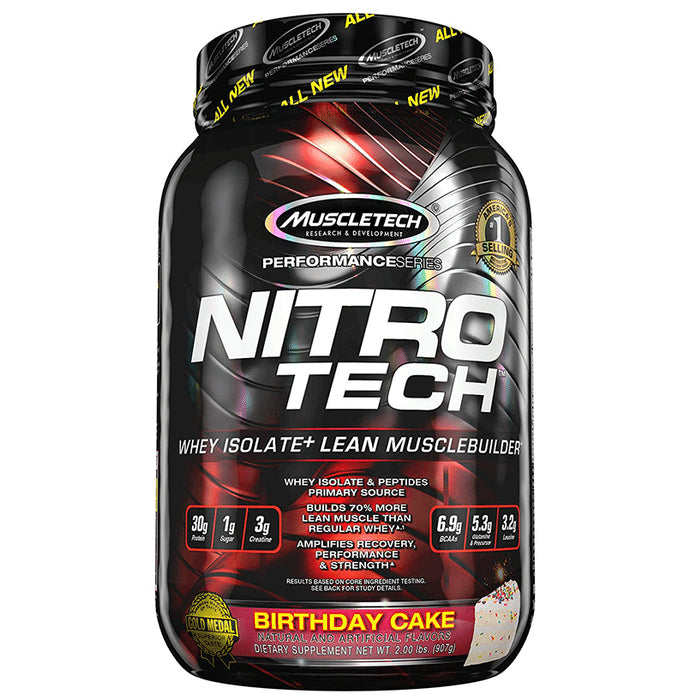 Muscletech Performance Series Nitro Tech Whey Isolate Birthday Cake - Classic Derma