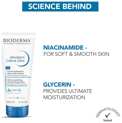 Bioderma Atoderm Ultra Nourishing Cream | Face Care Product for Normal to Dry, Sensitive Skin | Hydrates and Strengthens Skin Barrier