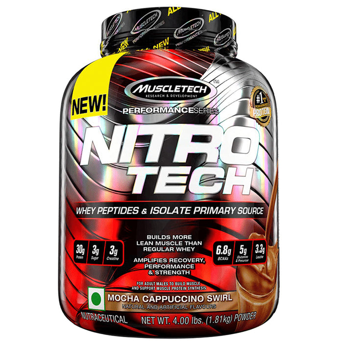 Muscletech Performance Series Nitro Tech Whey Peptides & Isolate Powder Mocha Cappuccino Swirl - Classic Derma
