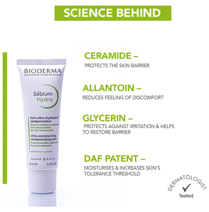 Bioderma Sebium Hydra Moisturiser | For Acne Prone & Ultra Dry Skin