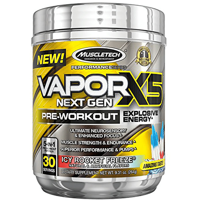 Muscletech Performance Series Vapor X5 Next Gen Pre-Workout Powder Icy Rocket Freeze - Classic Derma