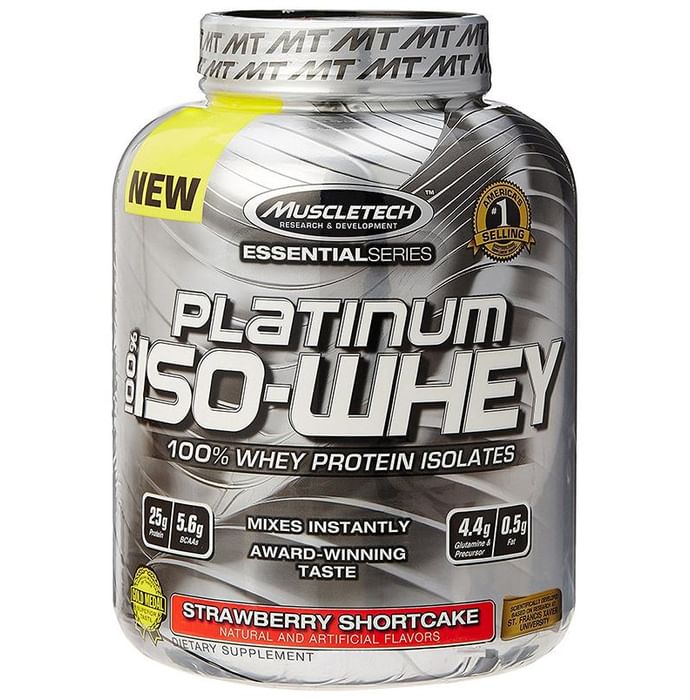 Muscletech Platinum 100% ISO-Whey Protein Essential Series Strawberry Shortcake - Classic Derma