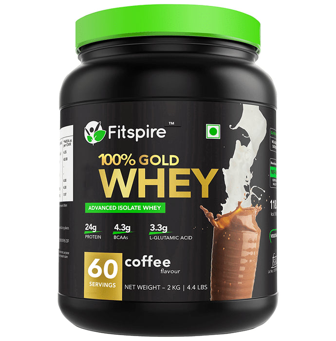 Fitspire 100% Gold Whey Advanced Isolate Protein Powder Coffee - Classic Derma