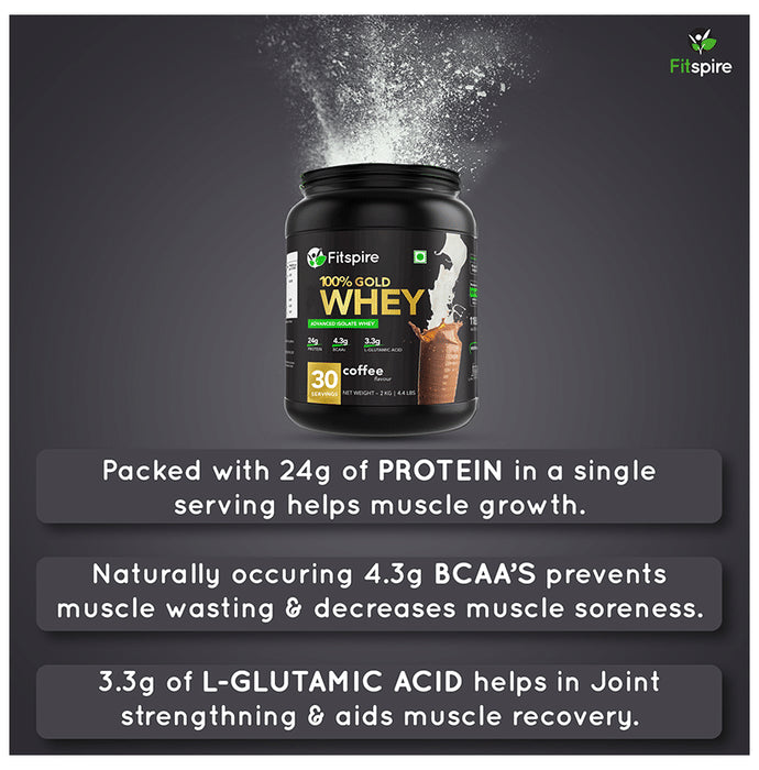 Fitspire 100% Gold Whey Advanced Isolate Protein Powder Coffee
