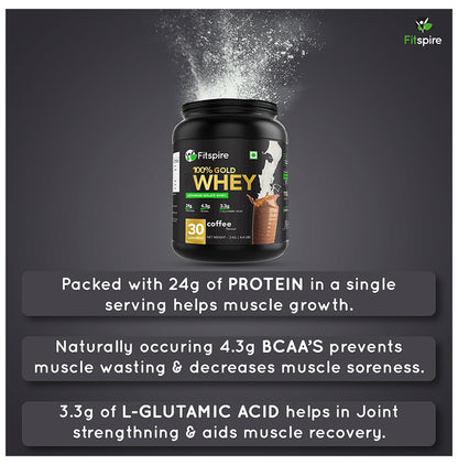 Fitspire 100% Gold Whey Advanced Isolate Protein Powder Coffee