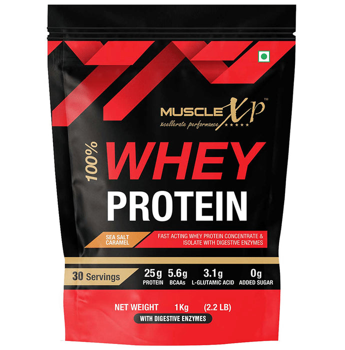 MuscleXP 100% Whey Protein (1kg Each) Sea Salt Caramel - Classic Derma