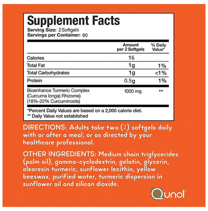 Qunol Extra Strength Turmeric Curcumin Complex 1000mg Softgel