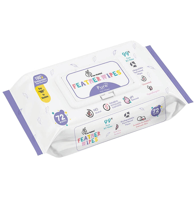 R for Rabbit Feather Wipes (72 Each) Pure - Classic Derma