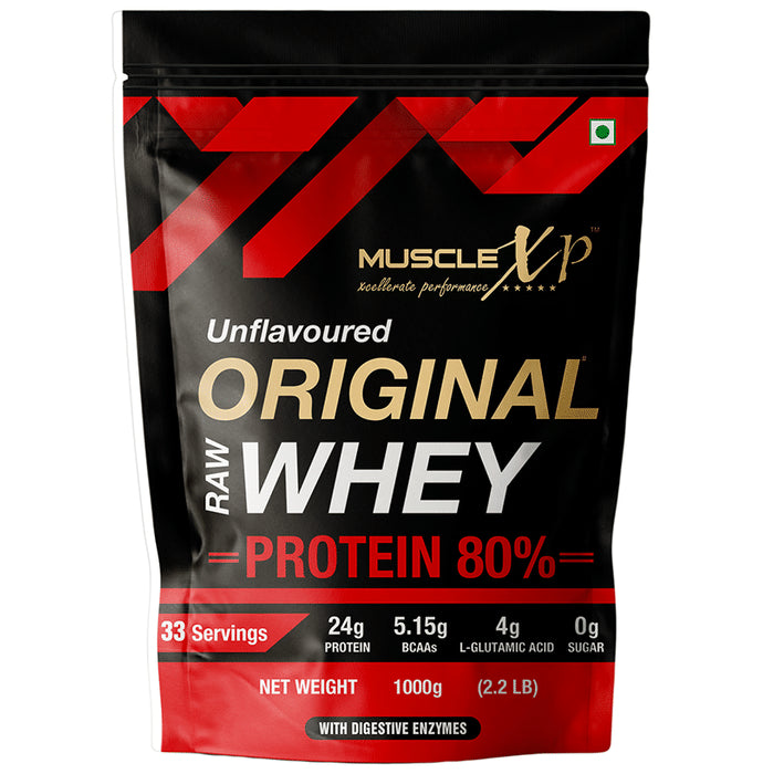 MuscleXP Original Raw Whey Protein 80% with Digestive Enzymes Unflavoured - Classic Derma