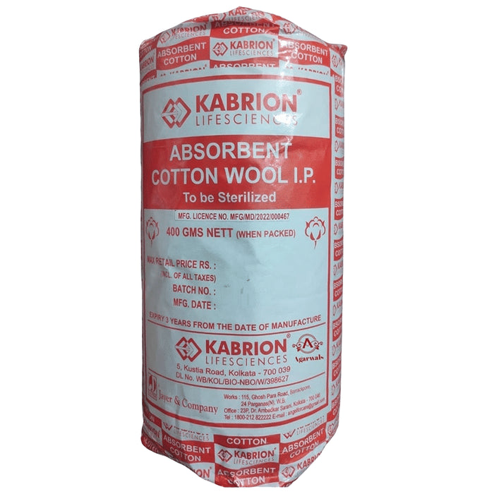 Agarwals Kab Jayer Absorbent Surgical Cotton Wool IP (400gm Each) - Classic Derma