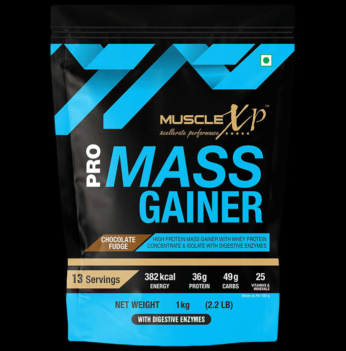 MuscleXP Pro Mass Gainer (1kg Each) Chocolate Fudge - Classic Derma