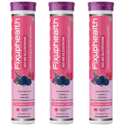 Fixuphealth Glutathione 500mg Effervescent Tablet (15 Each) Strawberry - Classic Derma