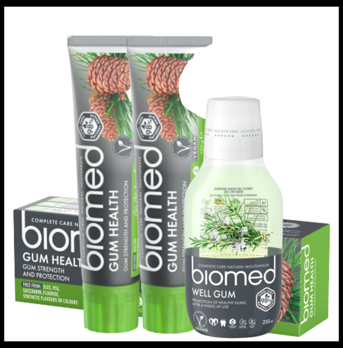 Biomed Complete Care Natural Toothpaste (100gm Each) Gum Health Buy 2 Get 1 Biomed Well Gum Mouthwash Free - Classic Derma