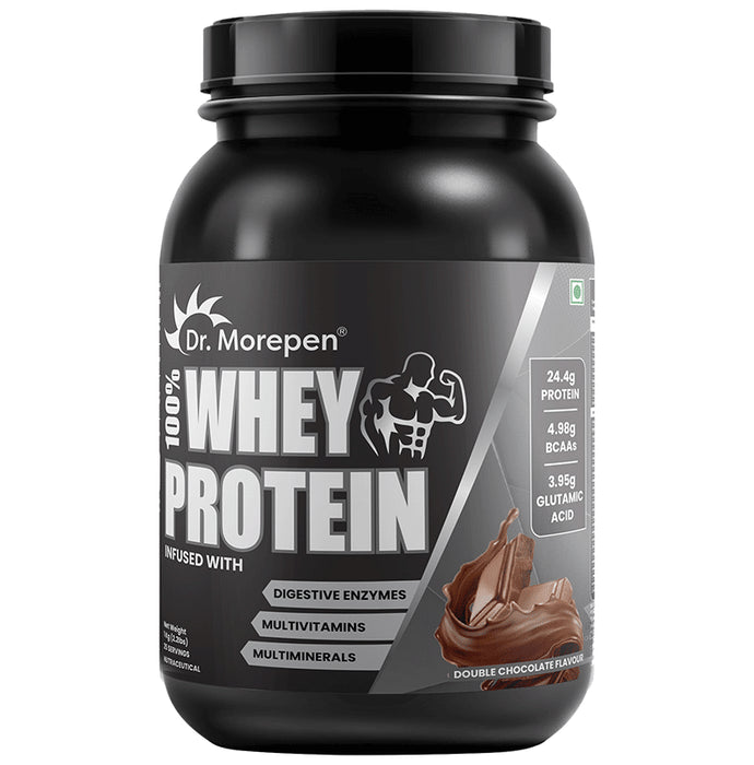 Dr. Morepen 100% Whey Protein Powder Infused With Vitamins & Minerals Double Chocolate - Classic Derma
