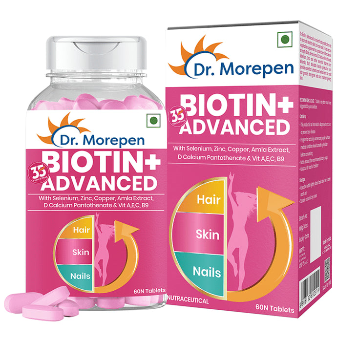 Dr. Morepen Biotin+ Advanced | Tablet for Healthy Hair, Skin & Nails Tablet - Classic Derma