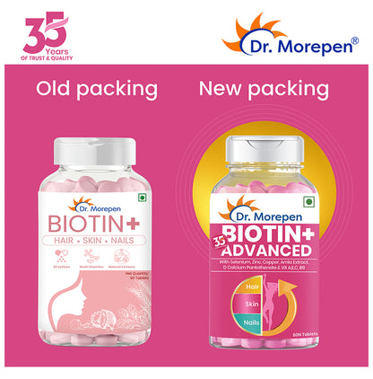 Dr. Morepen Biotin+ Advanced | Tablet for Healthy Hair, Skin & Nails Tablet