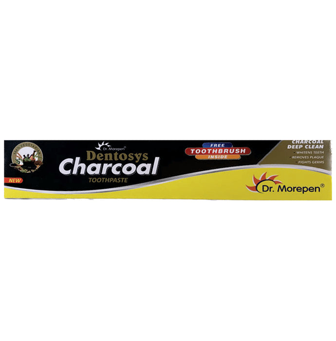 Dr. Morepen Dentosys Charcoal Toothpaste with Toothbrush Free - Classic Derma