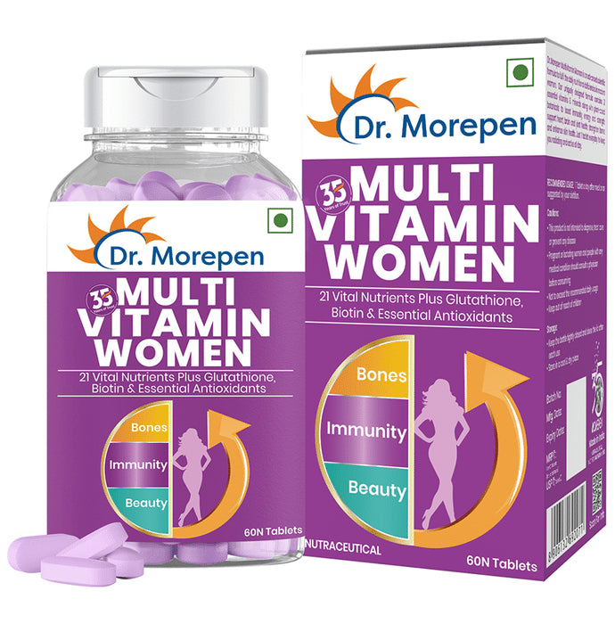 Dr. Morepen Multi Vitamin for Women | With Glutathione, Biotin & Antioxidants for Bones, Immunity & Skin | Tablet - Classic Derma