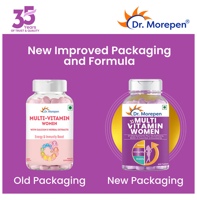 Dr. Morepen Multi Vitamin for Women | With Glutathione, Biotin & Antioxidants for Bones, Immunity & Skin | Tablet