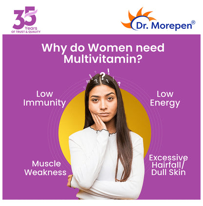 Dr. Morepen Multi Vitamin for Women | With Glutathione, Biotin & Antioxidants for Bones, Immunity & Skin | Tablet