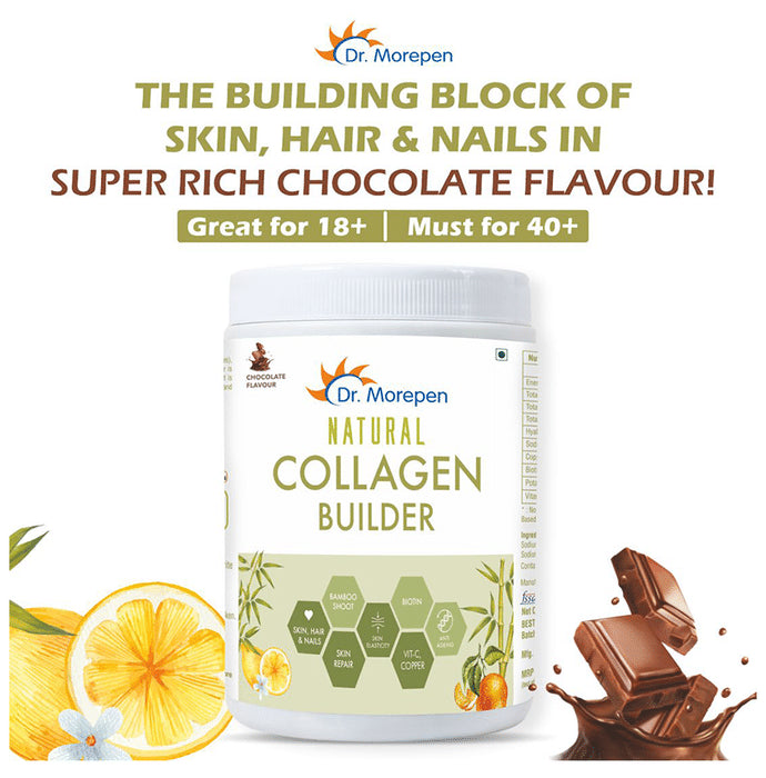 Dr. Morepen Natural Collagen Builder with Biotin & Vitamin C | For Skin, Hair, Nails | Flavour Chocolate
