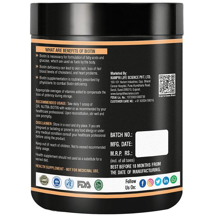 Dr. Nutra Plant Based Biotin Powder