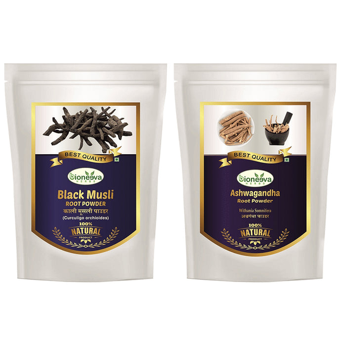Bioneeva Herbs Combo Pack of Black Musli Root Powder & Ashwagandha Root Powder (100gm Each) - Classic Derma