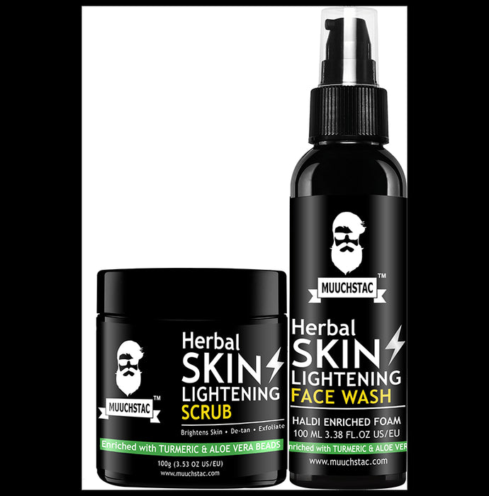 Muuchstac Combo Pack of Herbal Skin Lightening Scrub 100gm & Face Wash 100ml - Classic Derma