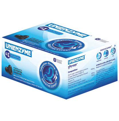 Unienzyme Tablet with Activated Charcoal | For Indigestion, Bloating & Gas | Stomach Care & Liver Care - Classic Derma