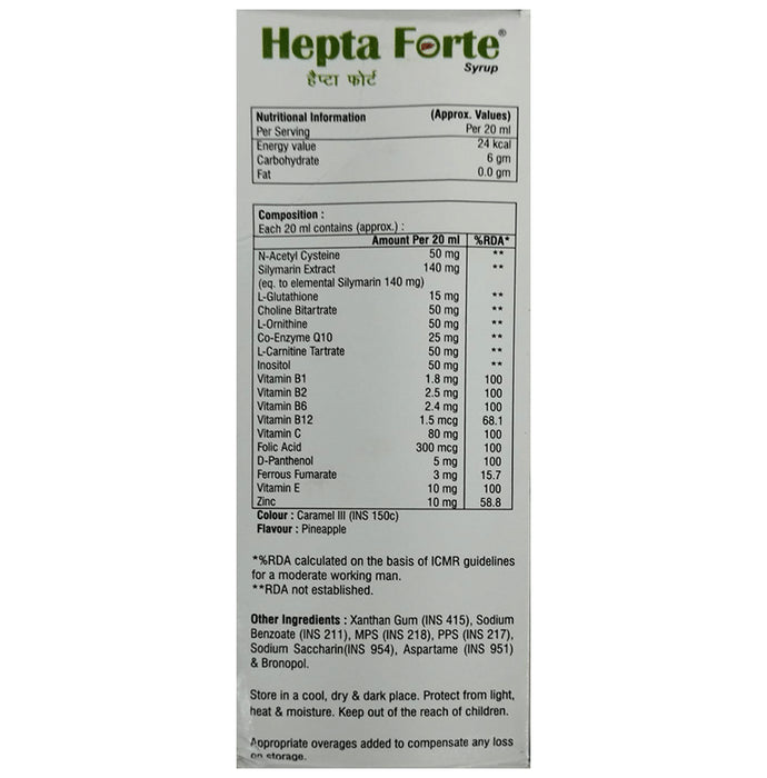 Hepta Forte Syrup Pineapple Sugar Free