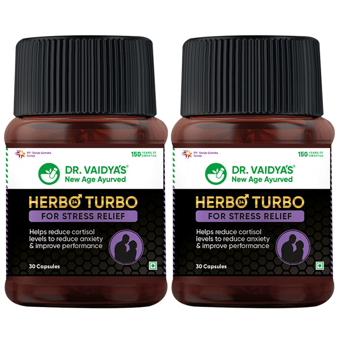 Dr. Vaidya's Herbo 24 Turbo Capsule Made For Stress Relief (30 Capsules Each) - Classic Derma
