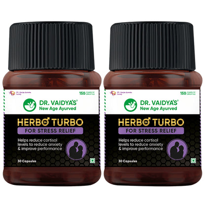 Dr. Vaidya's Herbo 24 Turbo Capsule Made For Stress Relief (30 Capsules Each) - Classic Derma