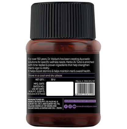 Dr. Vaidya's Herbo 24 Turbo Capsule Made For Stress Relief (30 Capsules Each)