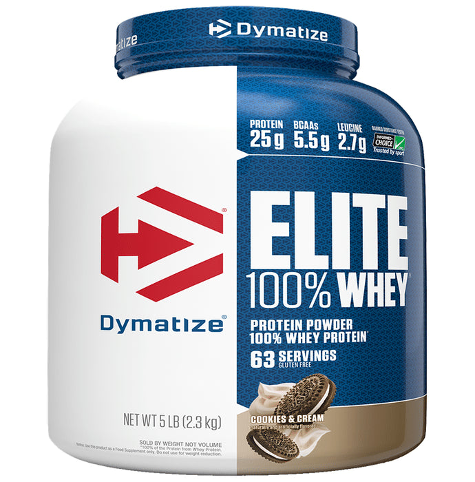 Dymatize Nutrition Elite 100% Whey Protein | With BCAAs & Leucine | For Muscle Recovery | Powder Cookies and Cream - Classic Derma