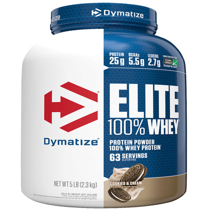 Dymatize Nutrition Elite 100% Whey Protein | With BCAAs & Leucine | For Muscle Recovery | Powder Cookies and Cream - Classic Derma