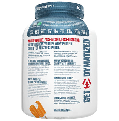 Dymatize Nutrition ISO 100 Hydrolyzed 100% Whey Protein Isloate Powder Orange Dreamsicle