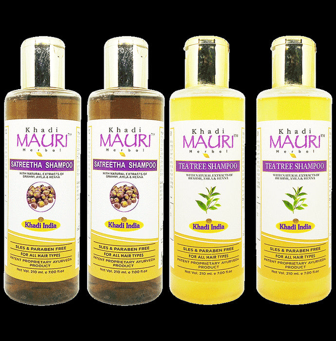 Khadi Mauri Herbal Combo Pack of Satritha & Tea Tree Shampoo (210ml Each) - Classic Derma