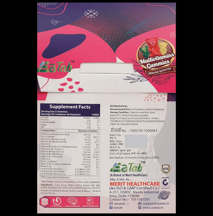 Eatab Multivitamins Gummies Immune Booster Gluten Free