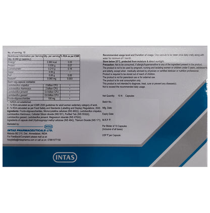 Ecotas BV Capsule | Pre & Probiotic Support | Promotes Digestive Wellness Capsule