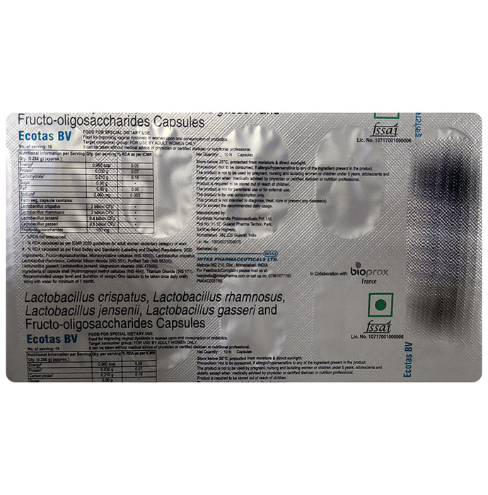Ecotas BV Capsule | Pre & Probiotic Support | Promotes Digestive Wellness Capsule