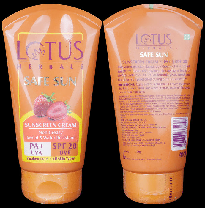 Lotus Herbals Safe Sun Sunscreen Cream SPF 20 PA+ - Classic Derma