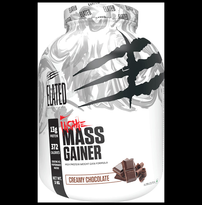 Elated Sports Science Insane Mass Gainer | Flavour Creamy Chocolate - Classic Derma