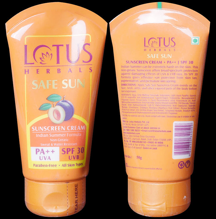 Lotus Herbals Safe Sunscreen PA++ Cream SPF 30 - Classic Derma